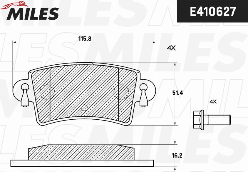 Miles E410627 - Əyləc altlığı dəsti, əyləc diski furqanavto.az