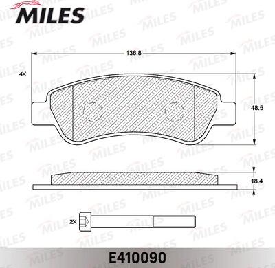 Miles E410090 - Əyləc altlığı dəsti, əyləc diski furqanavto.az