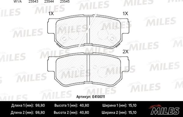 Miles E410011 - Əyləc altlığı dəsti, əyləc diski www.furqanavto.az