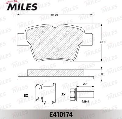 Miles E410174 - Əyləc altlığı dəsti, əyləc diski furqanavto.az