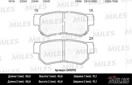 Miles E410178 - Əyləc altlığı dəsti, əyləc diski furqanavto.az