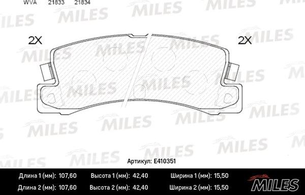 Miles E410351 - Əyləc altlığı dəsti, əyləc diski furqanavto.az