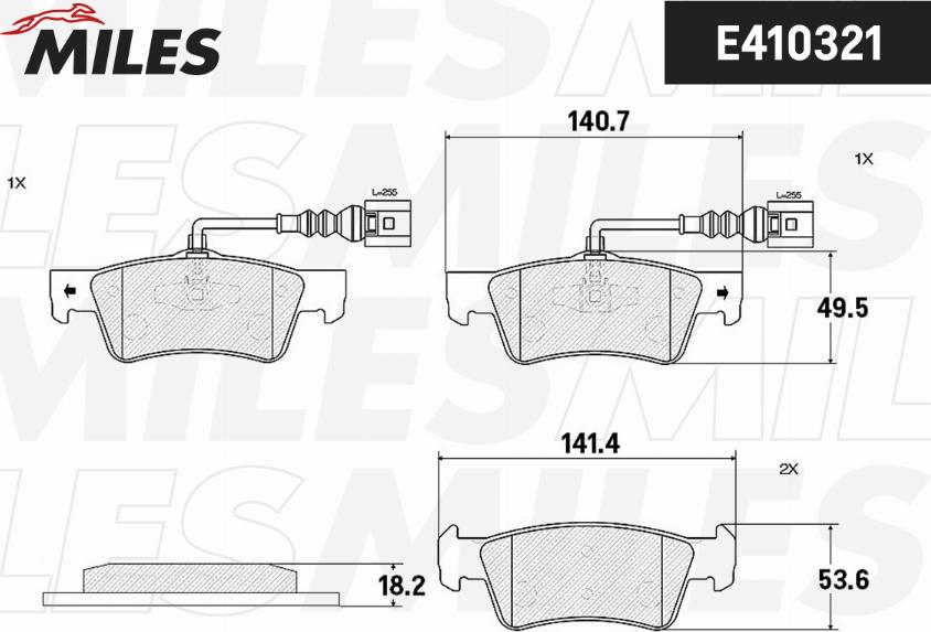 Miles E410321 - Əyləc altlığı dəsti, əyləc diski furqanavto.az