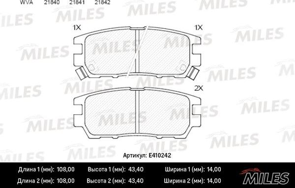 Miles E410242 - Əyləc altlığı dəsti, əyləc diski furqanavto.az