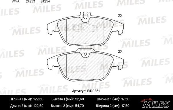 Miles E410261 - Əyləc altlığı dəsti, əyləc diski furqanavto.az