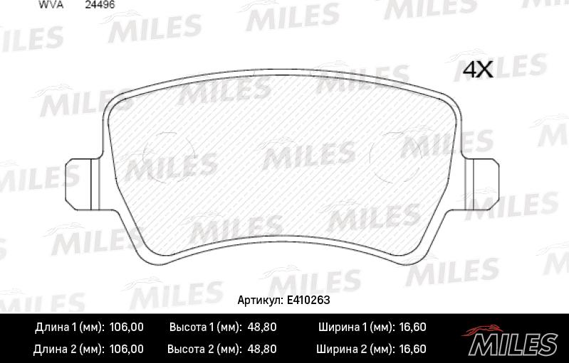 Miles E410263 - Əyləc altlığı dəsti, əyləc diski furqanavto.az