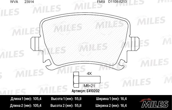 Miles E410202 - Əyləc altlığı dəsti, əyləc diski furqanavto.az
