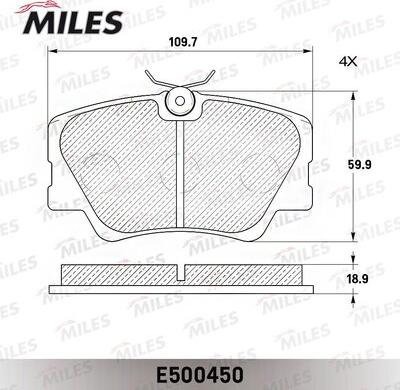 Miles E500450 - Əyləc altlığı dəsti, əyləc diski furqanavto.az