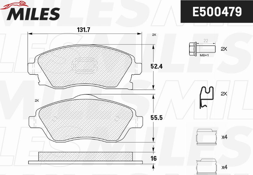 Miles E500479 - Əyləc altlığı dəsti, əyləc diski furqanavto.az