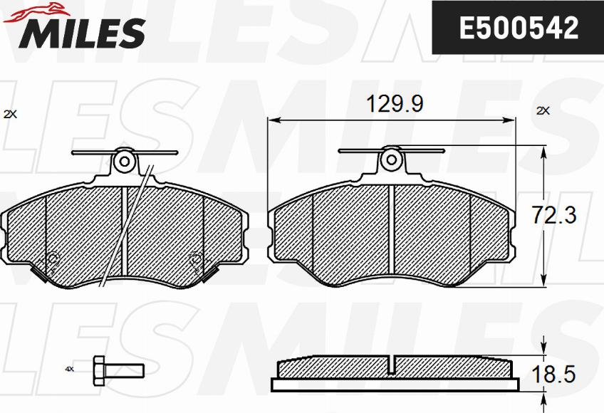 Miles E500542 - Əyləc altlığı dəsti, əyləc diski furqanavto.az