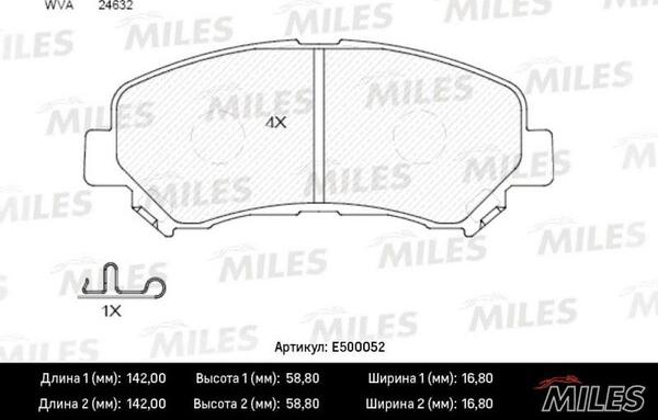 Miles E500052 - Əyləc altlığı dəsti, əyləc diski furqanavto.az