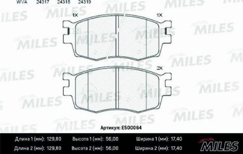 Miles E500064 - Əyləc altlığı dəsti, əyləc diski furqanavto.az