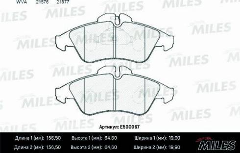 Miles E500067 - Əyləc altlığı dəsti, əyləc diski furqanavto.az