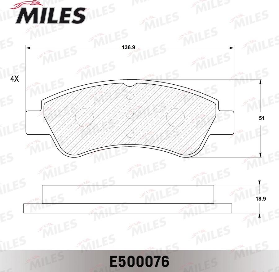 Miles E500076 - Əyləc altlığı dəsti, əyləc diski furqanavto.az