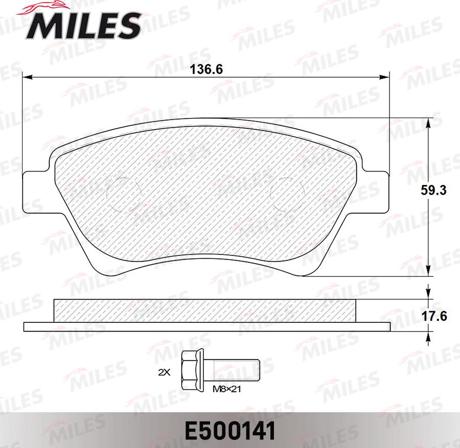 Miles E500141 - Əyləc altlığı dəsti, əyləc diski furqanavto.az