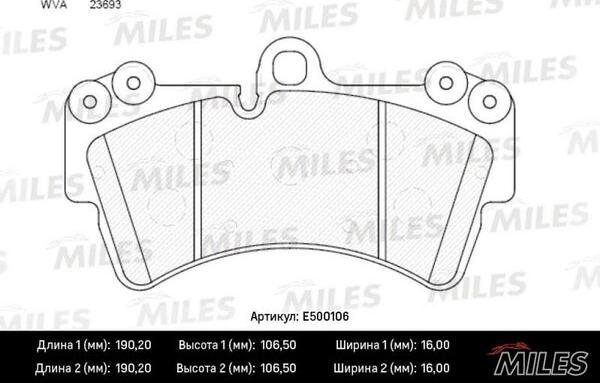 Miles E500106 - Əyləc altlığı dəsti, əyləc diski furqanavto.az