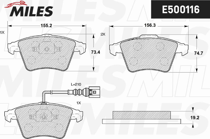 Miles E500116 - Əyləc altlığı dəsti, əyləc diski furqanavto.az