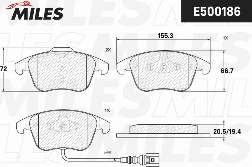 Miles E500186 - Əyləc altlığı dəsti, əyləc diski furqanavto.az