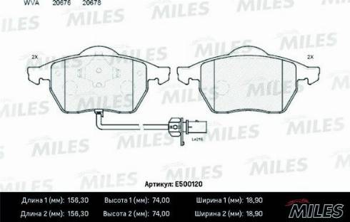 Miles E500120 - Əyləc altlığı dəsti, əyləc diski furqanavto.az