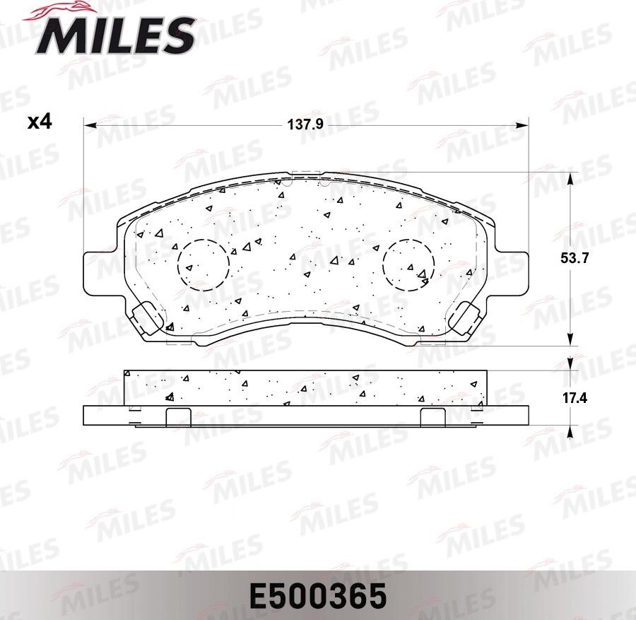 Miles E500365 - Əyləc altlığı dəsti, əyləc diski furqanavto.az