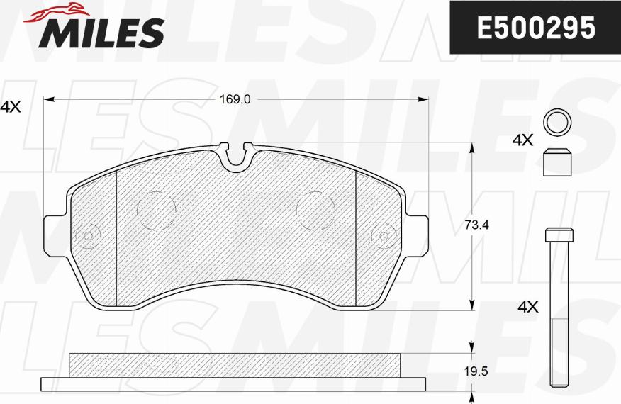 Miles E500295 - Əyləc altlığı dəsti, əyləc diski furqanavto.az