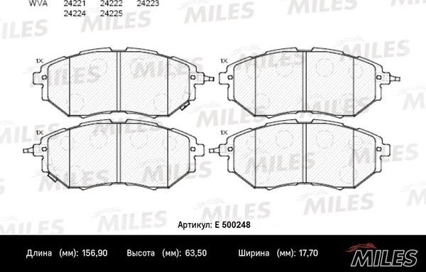 Miles E500248 - Əyləc altlığı dəsti, əyləc diski furqanavto.az