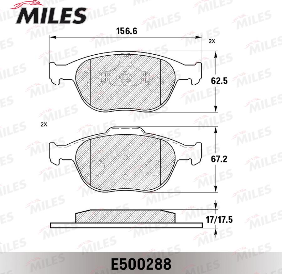 Miles E500288 - Əyləc altlığı dəsti, əyləc diski furqanavto.az