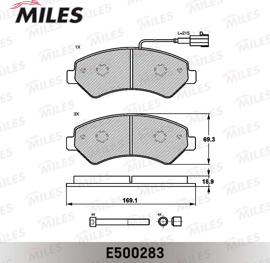 Miles E500283 - Əyləc altlığı dəsti, əyləc diski furqanavto.az