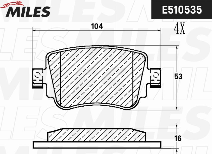 Miles E510535 - Əyləc altlığı dəsti, əyləc diski furqanavto.az