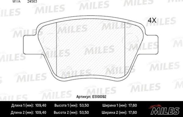 Miles E510092 - Əyləc altlığı dəsti, əyləc diski www.furqanavto.az