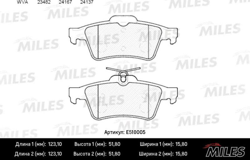 Miles E510005 - Əyləc altlığı dəsti, əyləc diski furqanavto.az