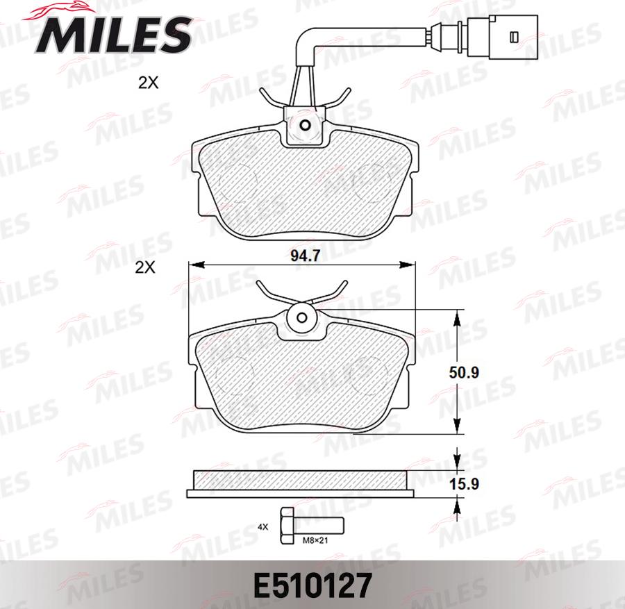 Miles E510127 - Əyləc altlığı dəsti, əyləc diski furqanavto.az
