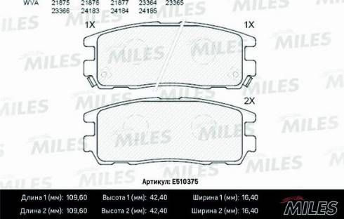 Miles E510375 - Əyləc altlığı dəsti, əyləc diski furqanavto.az