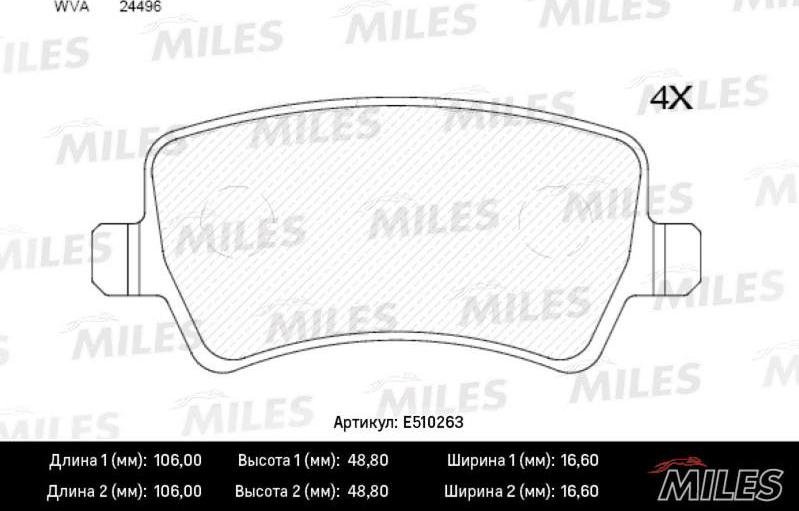 Miles E510263 - Əyləc altlığı dəsti, əyləc diski furqanavto.az