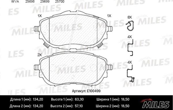 Miles E100499 - Əyləc altlığı dəsti, əyləc diski furqanavto.az