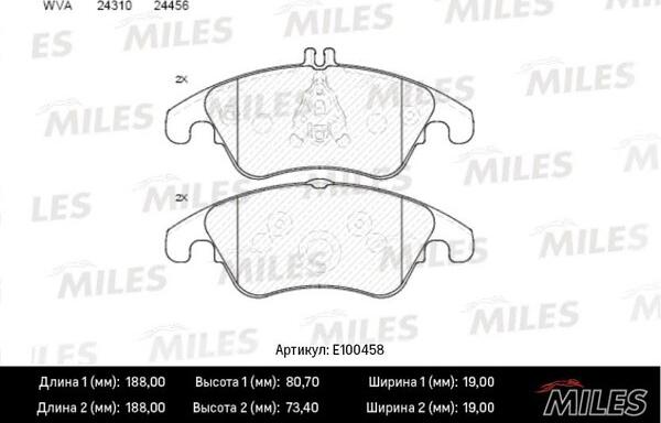 Miles E100458 - Əyləc altlığı dəsti, əyləc diski furqanavto.az