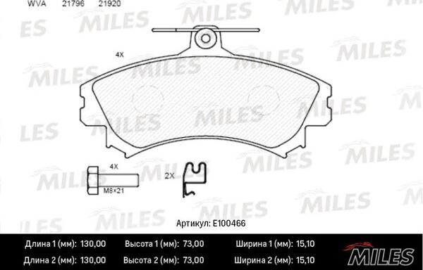 Miles E100466 - Əyləc altlığı dəsti, əyləc diski furqanavto.az