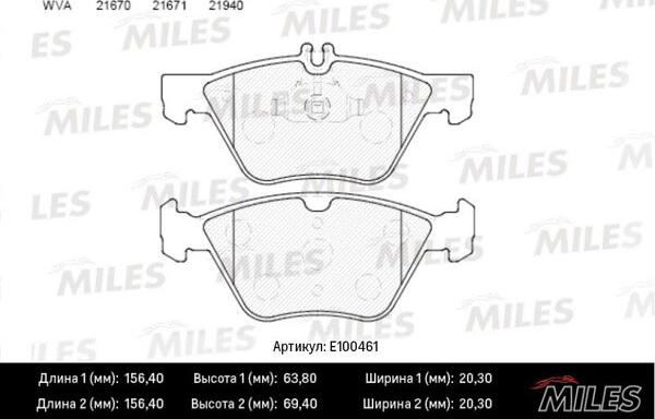 Miles E100461 - Əyləc altlığı dəsti, əyləc diski furqanavto.az