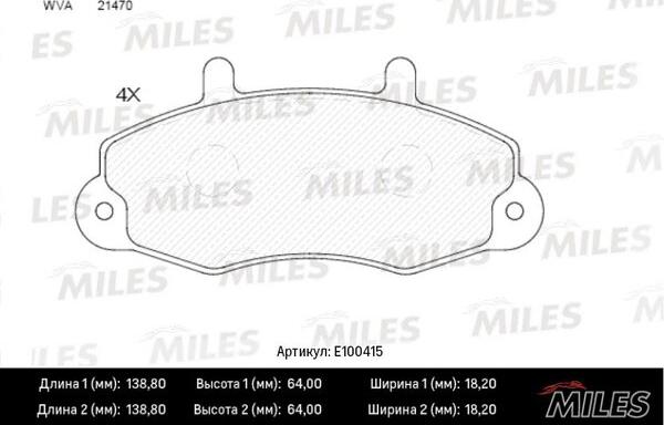 Miles E100415 - Əyləc altlığı dəsti, əyləc diski furqanavto.az