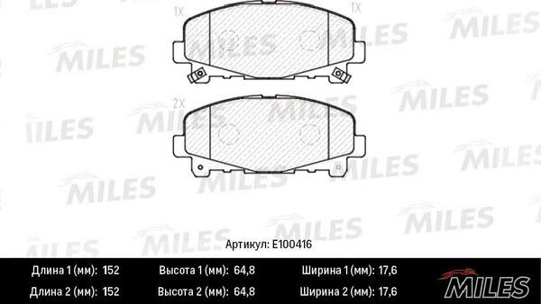 Miles E100416 - Əyləc altlığı dəsti, əyləc diski furqanavto.az