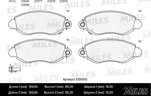 Miles E100410 - Əyləc altlığı dəsti, əyləc diski furqanavto.az