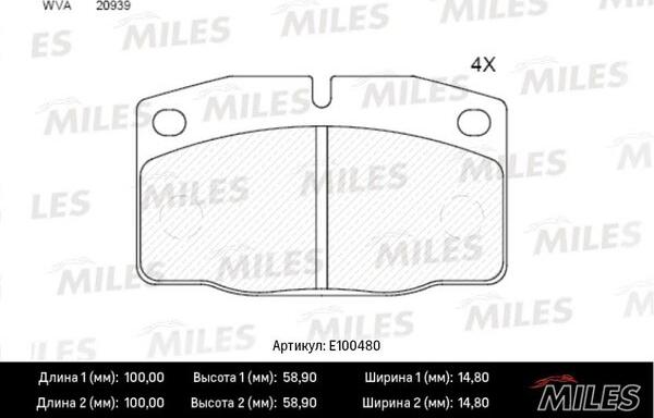 Miles E100480 - Əyləc altlığı dəsti, əyləc diski furqanavto.az