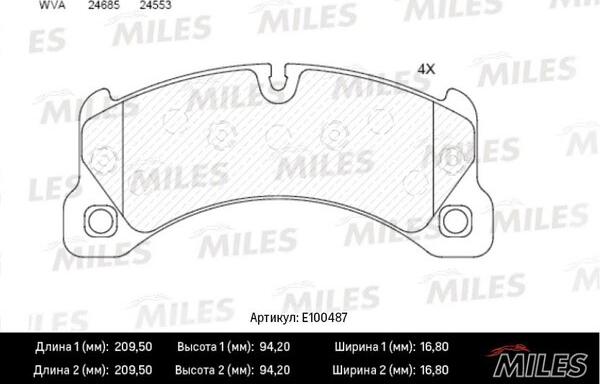 Miles E100487 - Əyləc altlığı dəsti, əyləc diski furqanavto.az