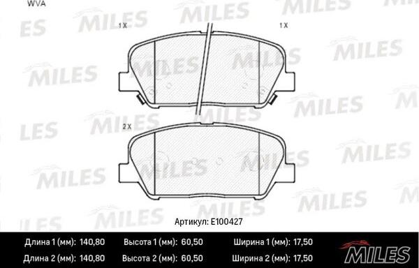 Miles E100427 - Əyləc altlığı dəsti, əyləc diski furqanavto.az