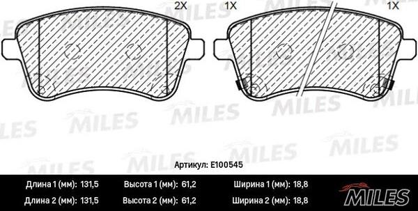 Miles E100545 - Əyləc altlığı dəsti, əyləc diski furqanavto.az