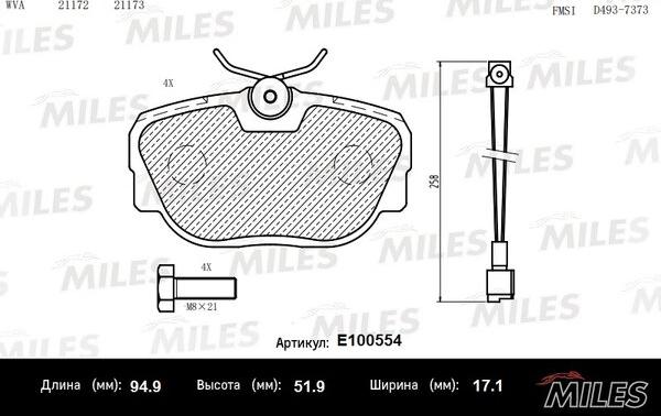 Miles E100554 - Əyləc altlığı dəsti, əyləc diski furqanavto.az