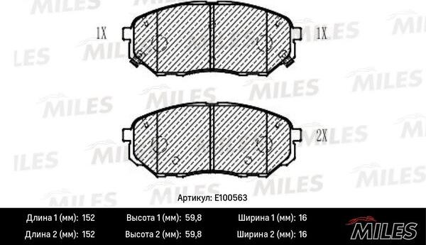 Miles E100563 - Əyləc altlığı dəsti, əyləc diski furqanavto.az