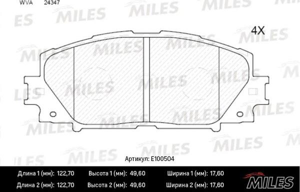 Miles E100504 - Əyləc altlığı dəsti, əyləc diski furqanavto.az