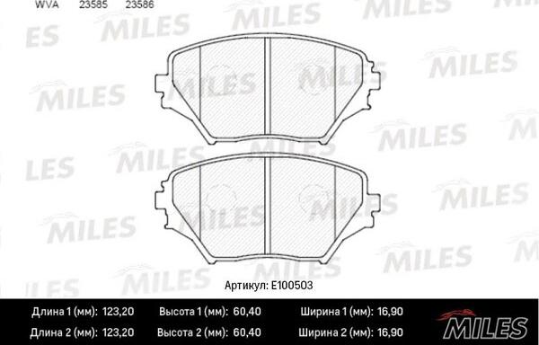 Miles E100503 - Əyləc altlığı dəsti, əyləc diski furqanavto.az