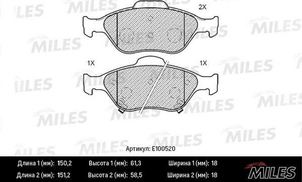 Miles E100520 - Əyləc altlığı dəsti, əyləc diski furqanavto.az